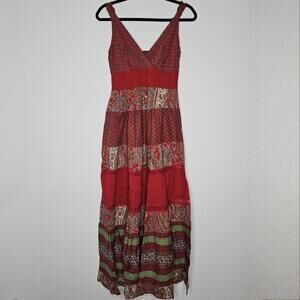 NWT Chaudry Women's Red Print Dress Size Small